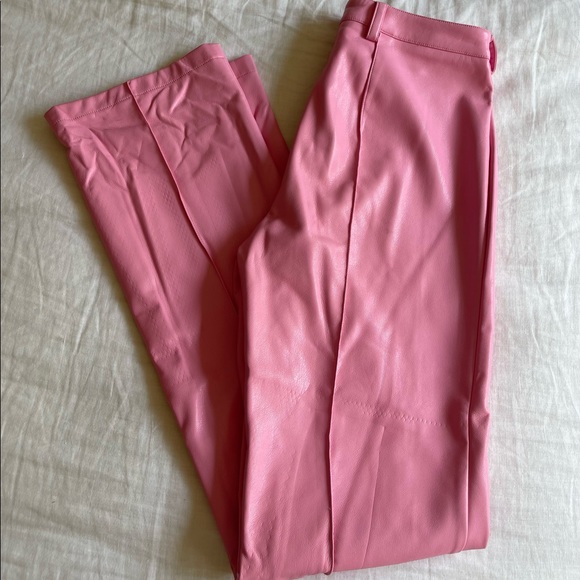 Frankies Bikinis Pink Caroline Kennedy Vegan Leather Pants - Picture 6 of 10